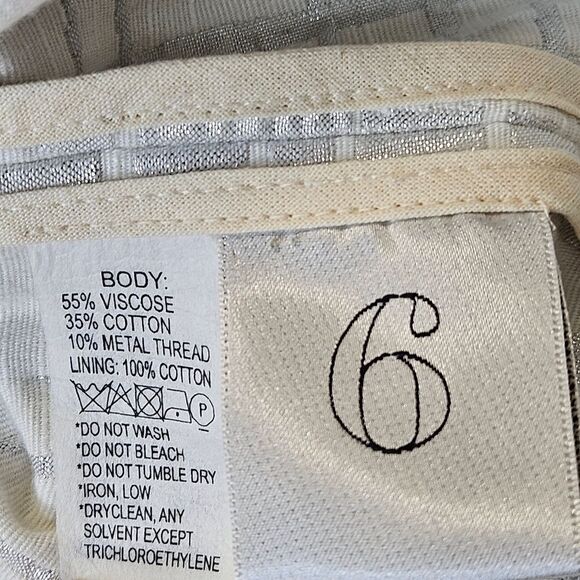 Lerario Beatriz Silver Metallic & White Capped Sleeve Abstract Print Vest Blouse - Picture 8 of 12